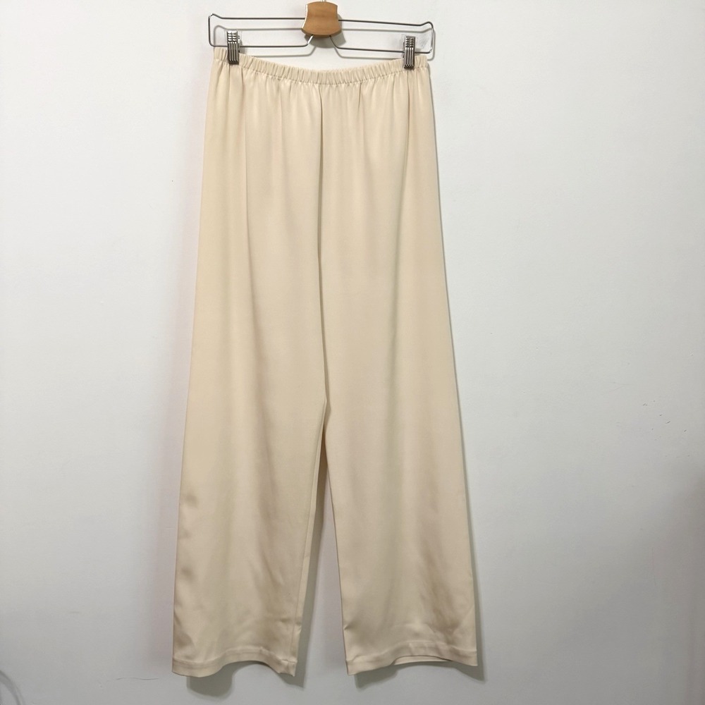 Peter Cohen Silk Pants Cream Pull On Medium Luxury Minimalist Capsule Party
